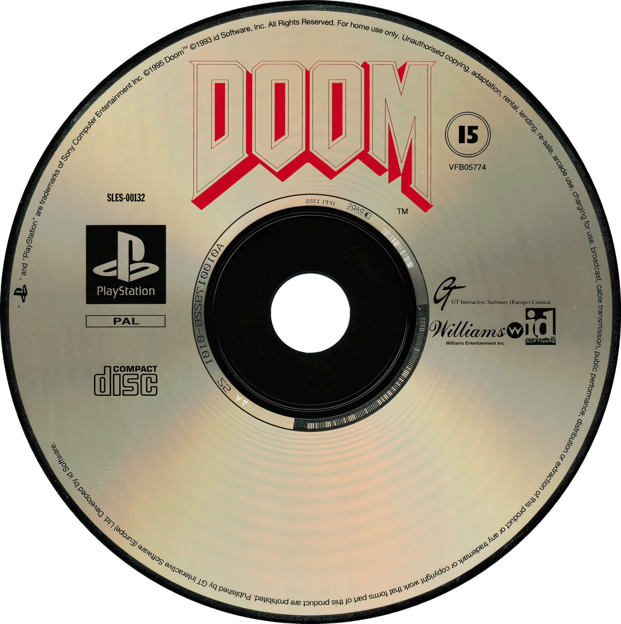 Лицензионный диск PAL Doom для PlayStation